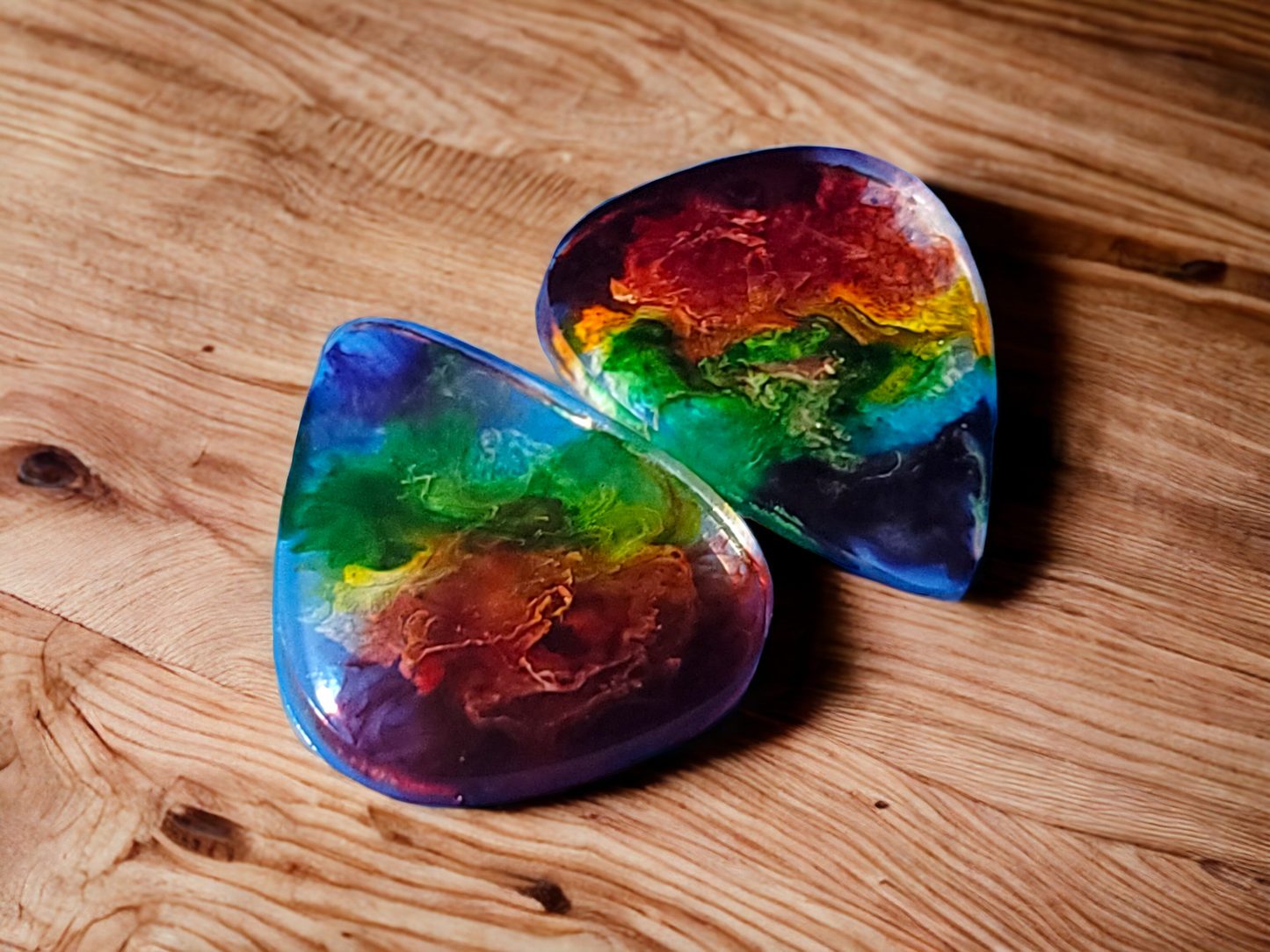 Resin Guitar Picks (Pair of 2) - Rainbow Guitar Picks