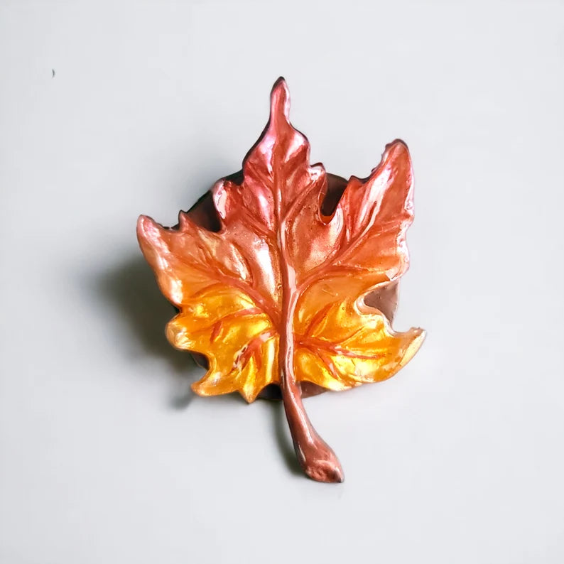 3D Realistic Maple Leaf Phone Grip, Fall Leaf Hand Painted