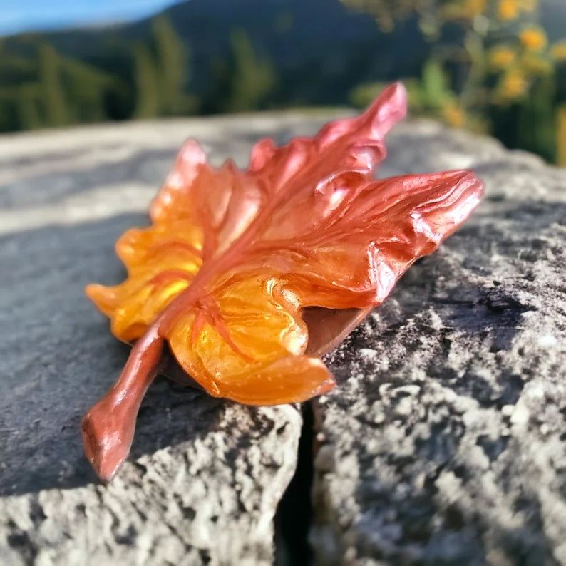 3D Realistic Maple Leaf Phone Grip, Fall Leaf Hand Painted
