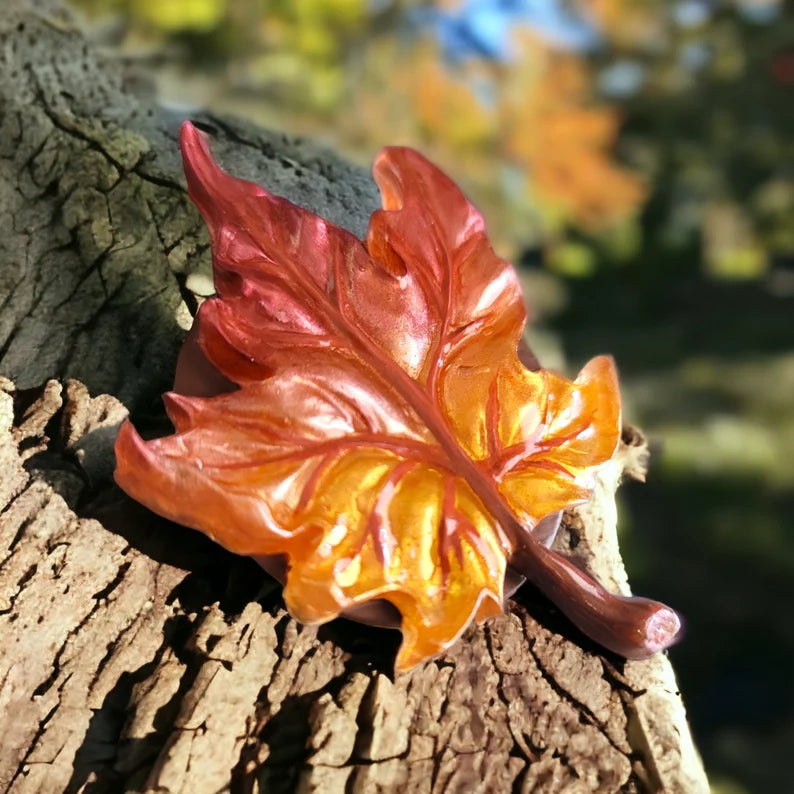 3D Realistic Maple Leaf Phone Grip, Fall Leaf Hand Painted
