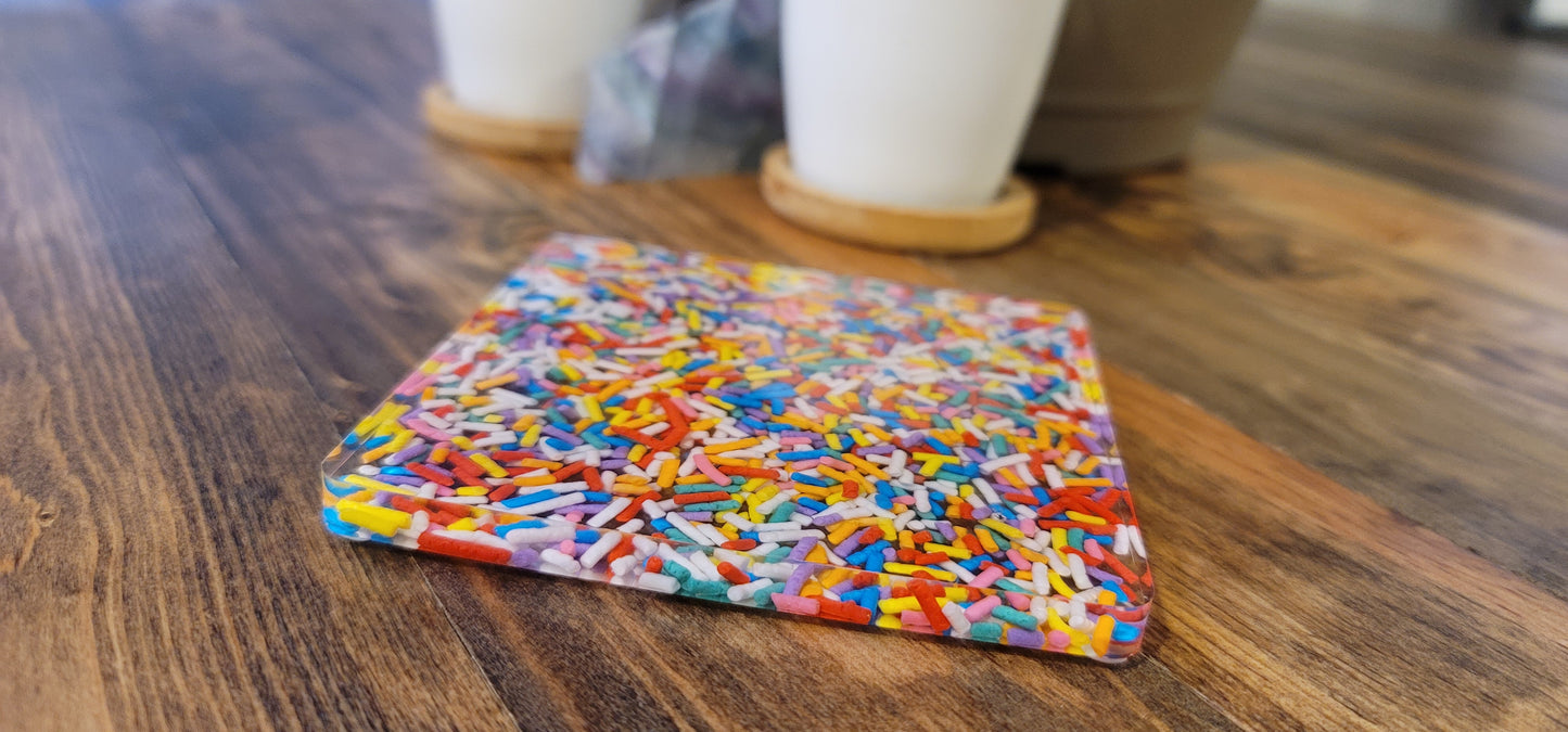 Rainbow Sprinkle Drink Coasters (Pair of 2)