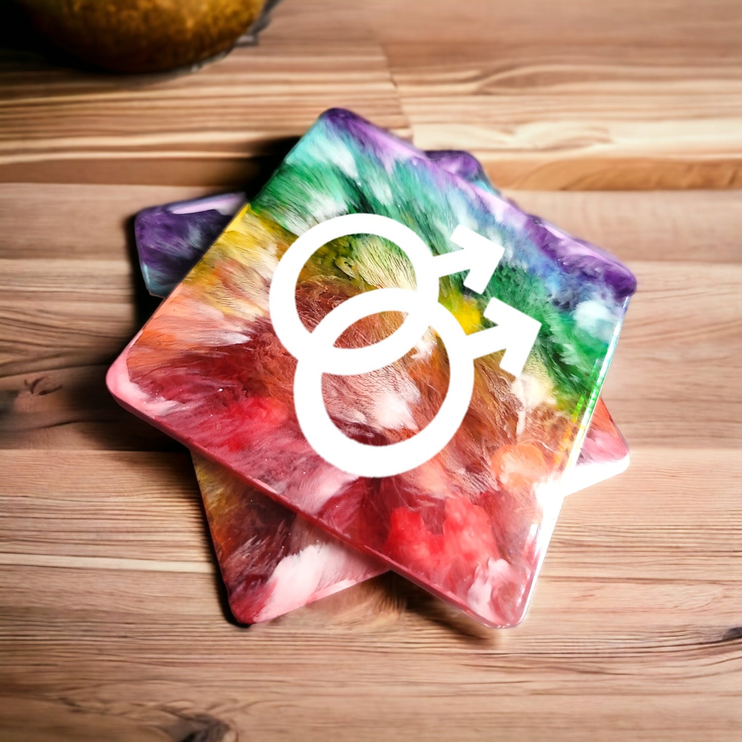 Customizable Drink Coasters (Pair of 2) - Rainbow Coasters