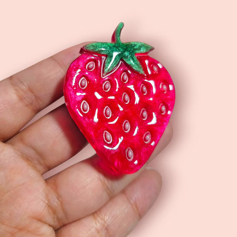 Strawberry Badge Reel, ID Holder, Retractable Badge Reel, Belt Clip, Alligator Clip