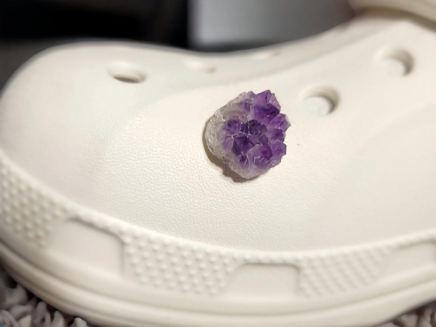 Real Amethyst Cluster Shoe Charm, Precious Stone Charms, Limited Quantity