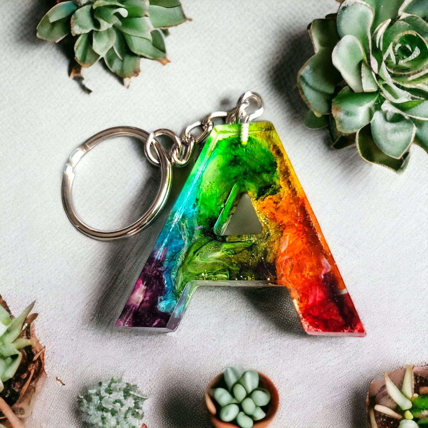 Rainbow Letter Keychain